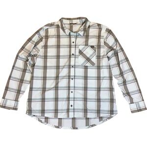 L.L. Bean Womens Button Down Shirt Size L Plaid Roll Tab Sleeves Lightweight Top